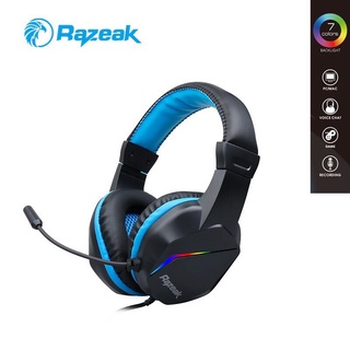 Razeak Berserker Pro Stereo RH-35 หูฟังเกมมิ่งเกียร์สเตอริโอ เสียงดี มีไมค์ในตัว รับประกันสินค้า 1 ปี สีดำฟ้า