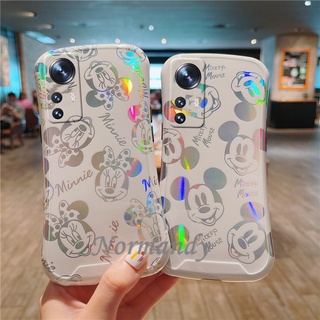 เคสโทรศัพท์ New Casing for Xiaomi Mi 12 Pro / Mi 11 Lite 5 G NE / Redmi Note 11s / 11 Pro+ Plus 5G Laser Small Waist Case Cute Cartoon Minnie Mickey Handphone TPU Softcase Couples Back Cover เคส