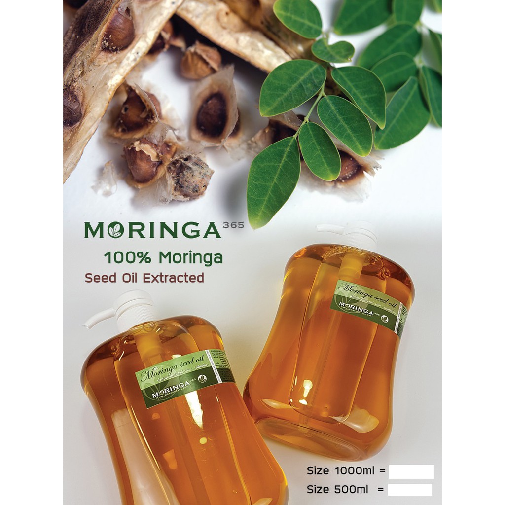 Moringa365 Moringa Seed Oil น้ำมันมะรุมบริสุทธิ 100% บำรุงผิวหน้า ผิวกาย ขวดใหญ่ มี 2 ขนาดให้เลือก *แพ็ค 1 ขวด*