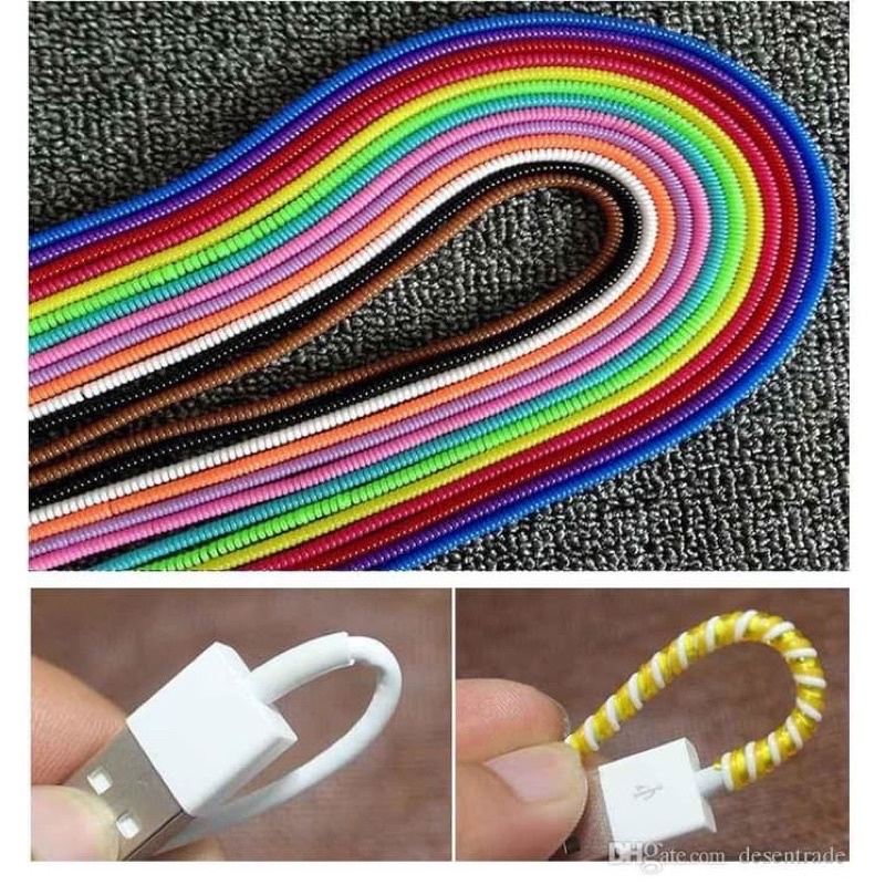 SPIRAL CABLE PROTECTOR/TILE/CHARGER CABLE/HEADSET/COLORFUL RAINBOW CABLE CLAMP/SPIRAL DATA CABLE COA