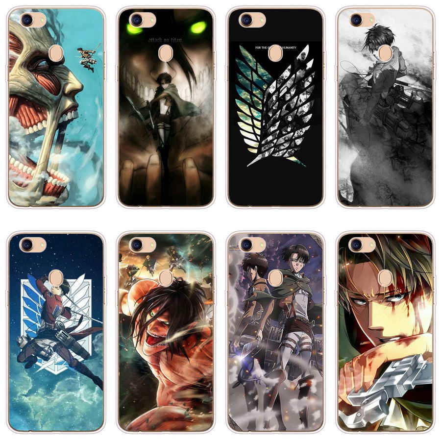 OPPO A39 A57 Reno 2 A12 A83 F5 F7 A73 Case TPU Soft Silicon Protecitve Shell Phone casing Cover Attack On Titan Anime