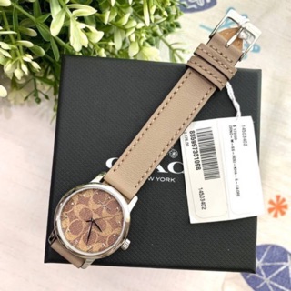 แท้💯🇺🇸Coach นาฬิกาผู้หญิง หน้าปัด 28mm Grand Ladies Silver Tone Graige Leather Watch #Coach14503402