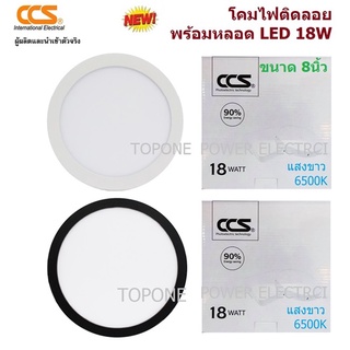 CCS โคมไฟ ติดลอยขอบสีดำ-ขาว ขนาด 8นิ้ว หน้ากลม 18W แสงขาว