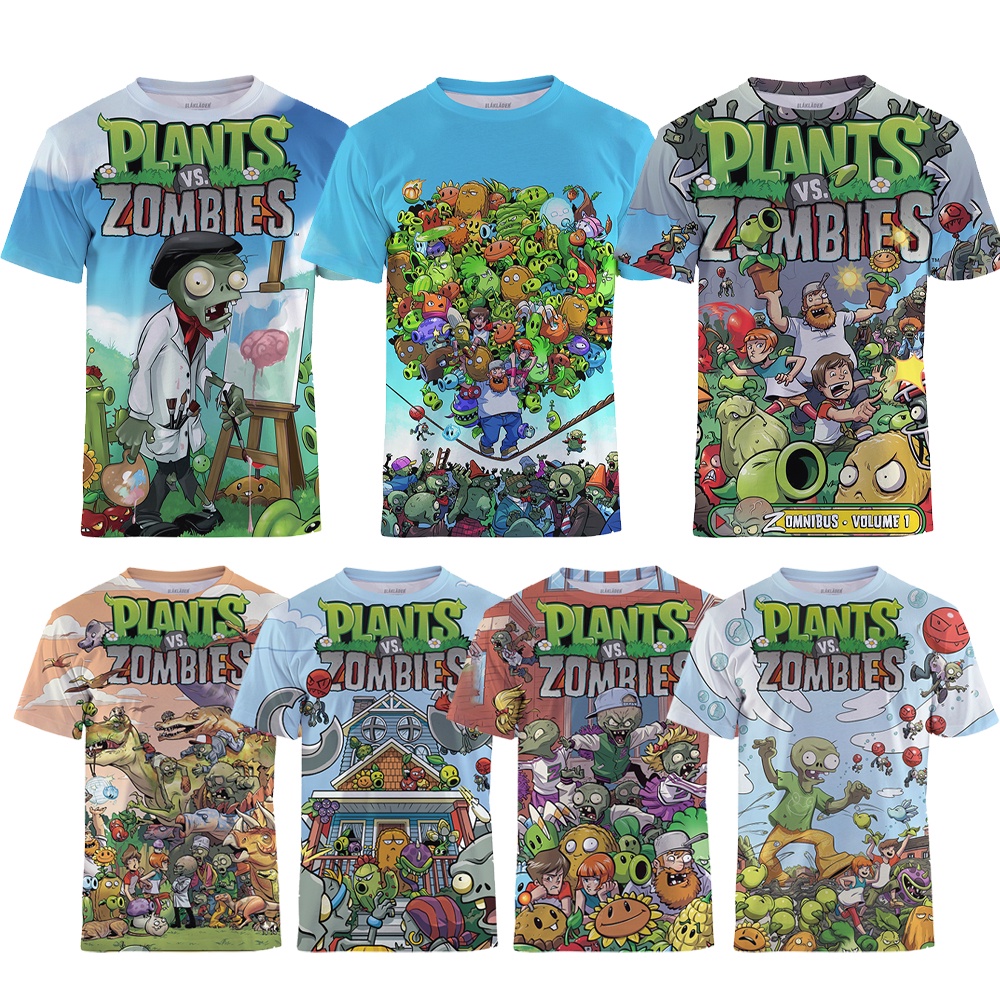 Plants Vs Zombies PVZ Kids Tshirt Casual Boy Child Cool ​เสื้อทีเชิ้ต 5-14ปีเก่า