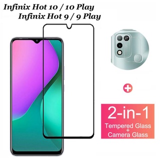 【3 ชิ้น】ฟิล์มกระจกนิรภัยกันรอยหน้าจอ แบบเต็มจอ สําหรับ infinix hot 10 play hot 10