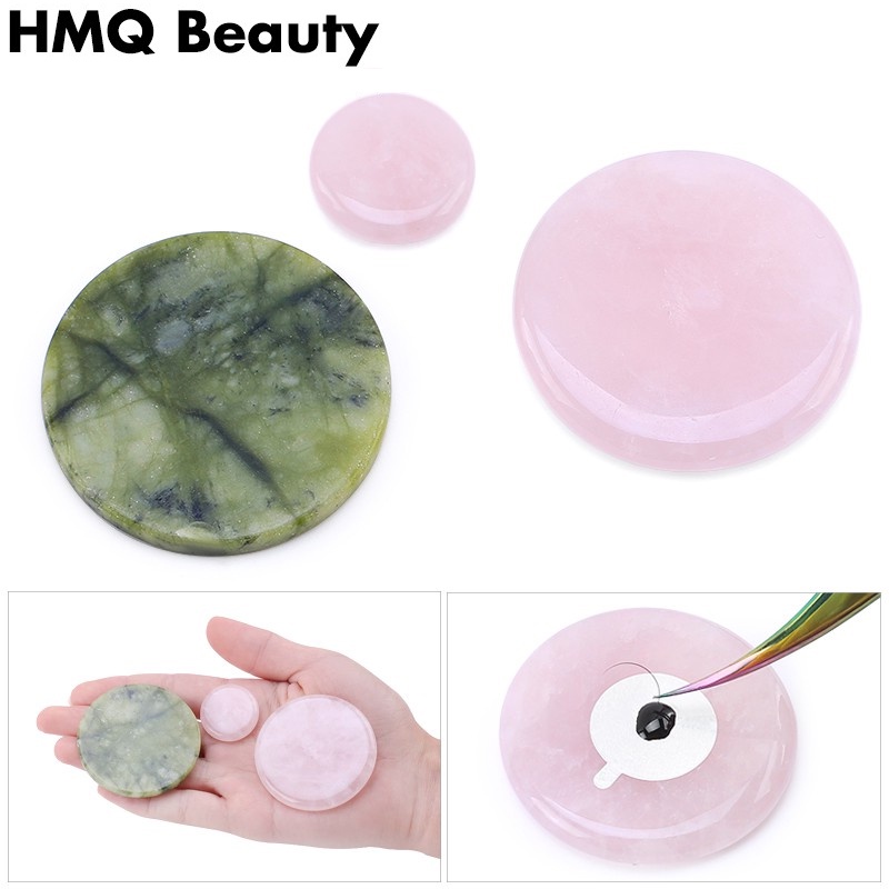 กาวพาเลทขนตาส่วนขยายหยกหิน Dropshipping สีชมพูทนทานที่มีประโยชน์ขนตาปลอมกาว Pad ผู้ถือเครื่องมือแต่งหน้า