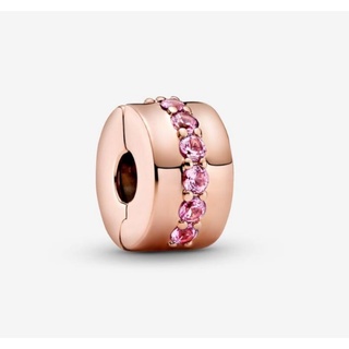 [พร้อมส่ง สินค้าแท้ 💯] Pandora Pink Sparkling Row Clip Charm แถมกล่อง