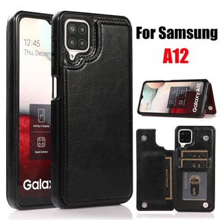 เคสโทรศัพท์หนัง ฝาพับ พร้อมช่องใส่บัตรเครดิต ขาตั้ง สําหรับ Samsung Galaxy A12 A22 A32 A42 A52 A72 A82 5G