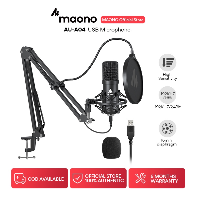 Maono Au-A04 ไมโครโฟน Usb 192Khz/24Bit สําหรับ Pc, Youtube, สตูดิโอ, บันทึกเสียงแบบมืออาชีพ