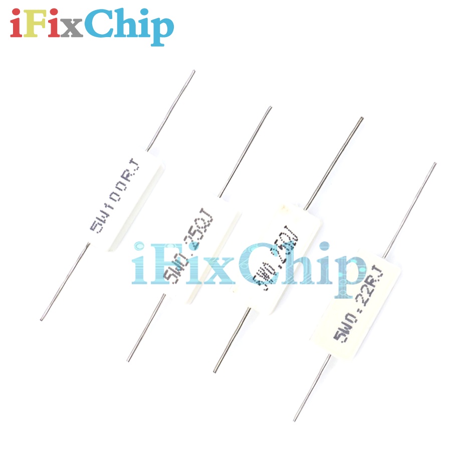 ตัวต้านทานซีเมนต์ ซีเมนต์ 5W 0.1~10K โอห์ม 0.33R 1R 10R 100R 0.22 0.33 1 10 100 1K 10K โอห์ม 10 ชิ้น