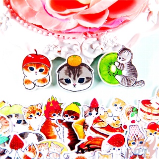 ★★★ Kittens Q-1 Cats Love Fruits &amp; Snacks Mini Diary Manual สติ๊กเกอร์ ★★★ 50Pcs/Set Pets Cats DIY Fashion Scrapbooks Album Decor Decals สติ๊กเกอร์