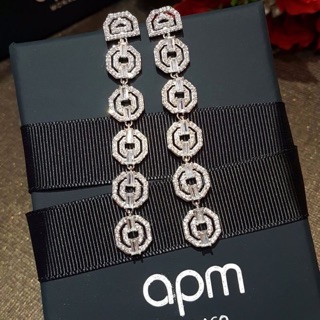 ต่างหู Apmทรงห้อยยาว งานเกรดแพงที่สุด ฝังแบบMircosetting