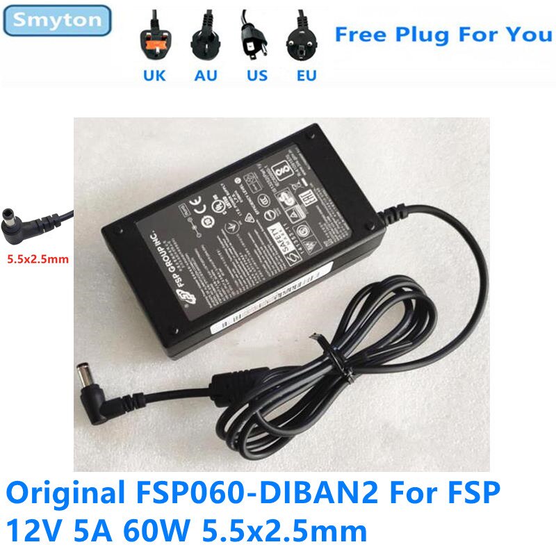 AC Adapter Charger สําหรับ FSP 12V 5A 60W FSP060-DIBAN2 FSP060-DBAE1 FSP060-DBCD1 Switching Power Su