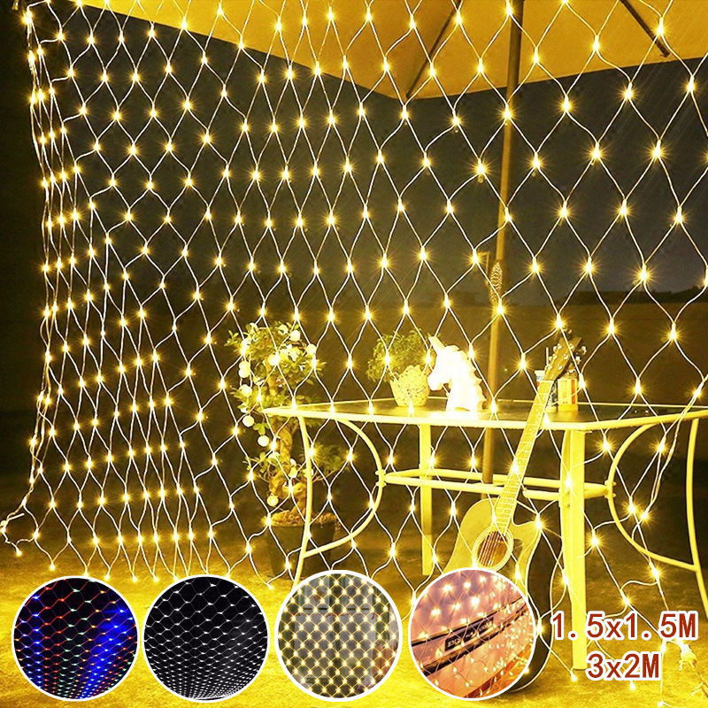 <พร้อมส่ง>ไฟตกแต่ง ตาข่ายไฟ ไฟตาข่าง ขนาด ปรับได้8โหมด ประดับเทศกาล ไฟคริสต์มาส ตรุษจีน ไฟกระพริบ