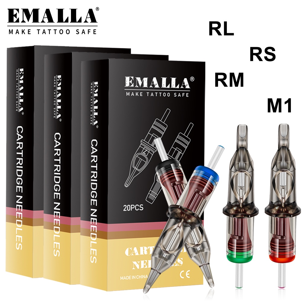 EMALLA II Tattoo Needles 100/80/20/10pcs Disposable Sterilized RL/RS/RM/M1 Cartridges Permanent