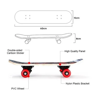 สเก็ตบอร์ดเด็ก สเก็ตบอร์ดสำหรับเด็กSkateboard สเก็ตบอร์ดมือใหม่ ดับเบิ้ลร็อกเกอร์ เมเปิ้ลบอร์ด สเก็ตบอร์ด 4ล้อ 60CM