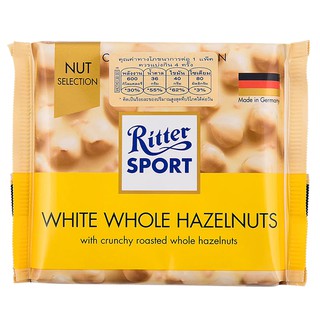 ริทเตอร์สปอร์ตไวท์ช็อกโกแลตผสมเฮเซลนัท 100กรัม Ritter Sport White Chocolate with Hazelnut 100g.