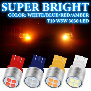 หลอดไฟสัญญาณ LED T10 4SMD 12V 6000K W5W 5W5 194 168 สีขาว สําหรับติดป้ายทะเบียนรถยนต์ 1 ชิ้น