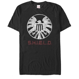 เสื้ 100%cotton เสื้อยืดผู้ชายแฟชั่น Mens Marvel Agents Of Shield Distressed Logo T-Shirt men เสื้อ ยืด ผู้ชาย คอกลม โอ