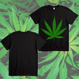 เสื้อยืดลายใบกัญชา Weed  เสื้อยืดแขนสั้นผู้ชายสกรีนลาย เสื้อยืดคอกลม