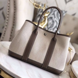 Hermes party garden 30cm 2tone สีขาวขอบเทาเข้ม ไฮเอน