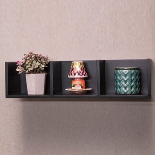 เบสิโค ชั้นวางของติดผนัง 3 ช่อง สีดำ รุ่น BWS-161020, besico Wall Shelf With 3 Cabinets Black Finish