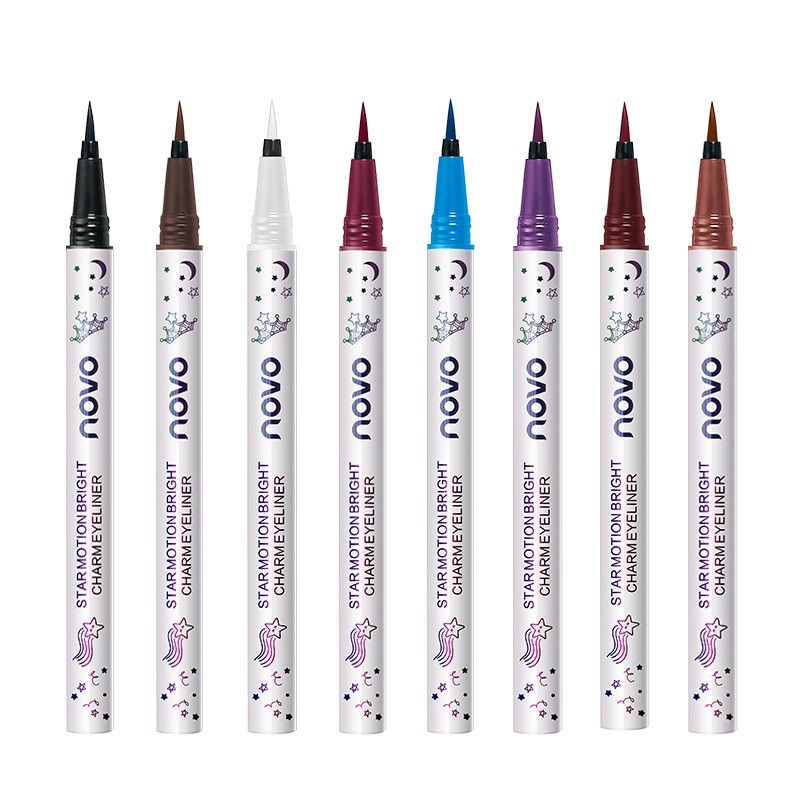 5375 (ใหม่/แท้) novo eyeliner  อายไลน์เนอร์หัวพู่กันขนาด 0.1 มิล สีชัด เส้นคม ติดทน กันน้ำ