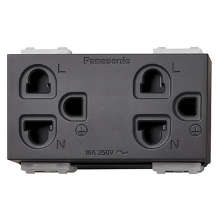 เต้ารับคู่ 3 ขา มีกราวด์+ม่าน PANASONIC WEGN 15829H สีเทา DOUBLE SOCKET WITH SAFETY SHUTTER PANASONIC WEGN 15829 H 3-PIN