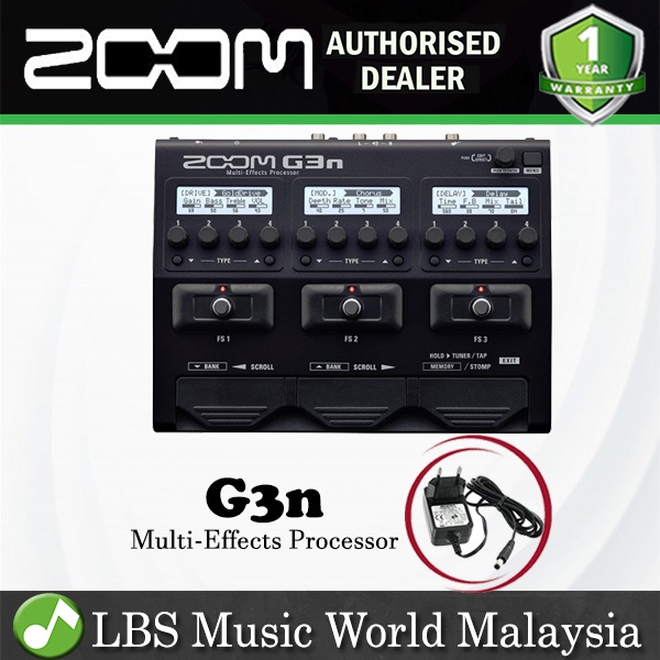 โปรเซสเซอร์หลายเอฟเฟกต์ Zoom G3n พร้อมอะแดปเตอร์