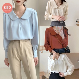 ✨พร้อมส่ง 1127 เสื้อเชิ้ตแขนยาว คอบัว ใส่สบาย แฟชั่นสำหรับผู้หญิง☁️
