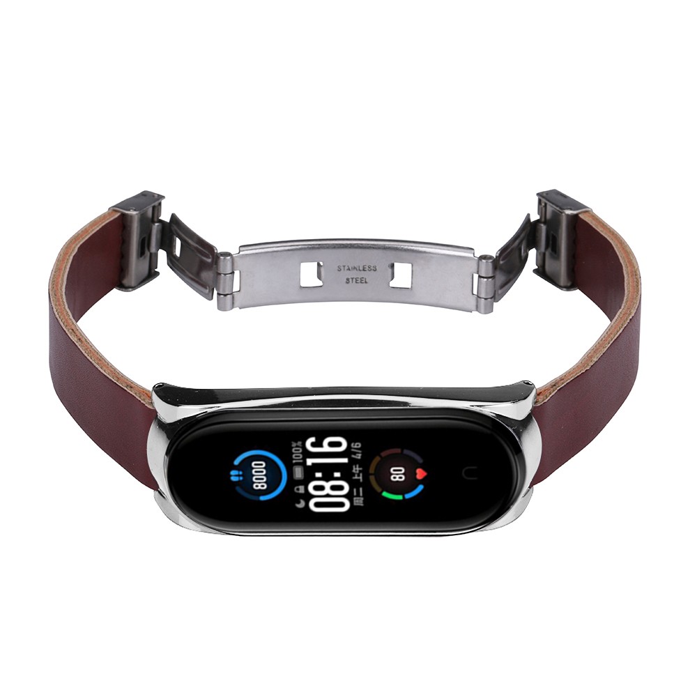 สําหรับ XiaoMi Mi Band 4/5/6/7/8 สายนาฬิกาข้อมือสมาร์ทวอทช์ แฟชั่น สายหนัง ย้อนยุค สายรัดข้อมือ