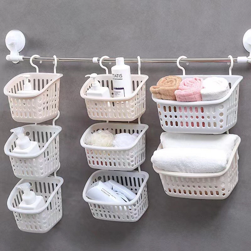 HomeDee [พร้อมส่ง] ตะกร้าแขวนได้ ตะกร้าในห้องน้ำ แขวนซ้อนกัน แข็งแรง ทนทาน รับน้ำหนักได้ดี