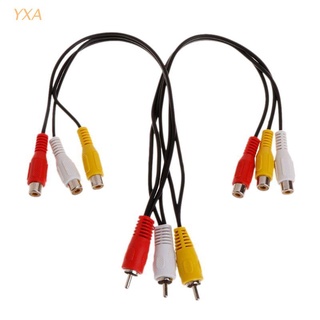 Yxa 3 Rca Male Jack To 6 Rca Female อะแดปเตอร์แยกสายเคเบิ้ลเสียงวิดีโอ Av 1ชิ้น