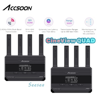 Accsoon CineView QUAD SDI&amp;HDMI 2.4GHz 5GHz Dual-Band ตัวรับส่งสัญญาณวิดีโอกล้องไร้สาย 500 ฟุต 0.06s