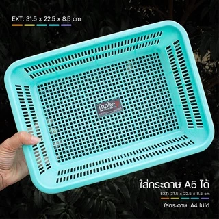 ตะกร้าพลาสติก ใส่กระดาษ A5 ได้ #รุ่น Triple-P 1253 มีหลายสีให้เลือก สีหวานน่ารัก ตะกร้าใส่เอกสาาร กระจาด ตะกร้าใส่ของ