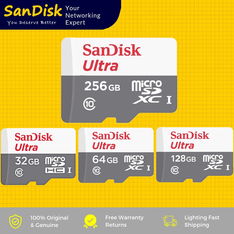 Micro SD Card SanDisk 8GB 16GB 32GB 64GB 128GB 256GB Ultra CLASS10 ...