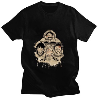 เสื้อยืดแขนสั้นลําลอง ผ้าฝ้าย ทรงหลวม ลายการ์ตูนอนิเมะ One Piece Jujutsu Kaisen My Hero Academia My Hero Academia แฟชั่น