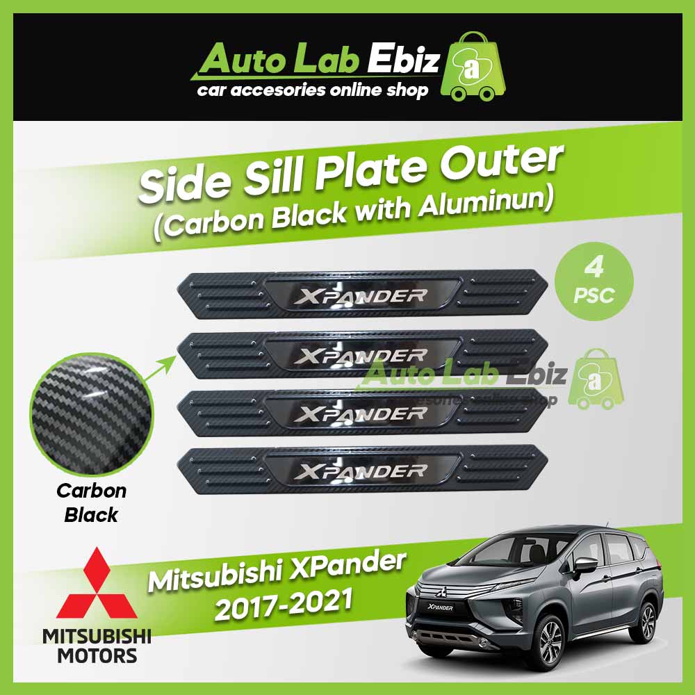 Mitsubishi XPander 2017-2021 แผ่นธรณีประตูด้านข้างอลูมิเนียมด้านนอก (Carbon Black) (4ชิ้น/ชุด)