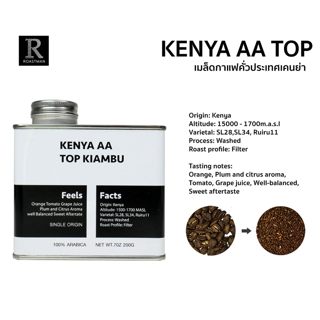 เมล็ดกาแฟนอก KENYA AA TOP KIAMBU