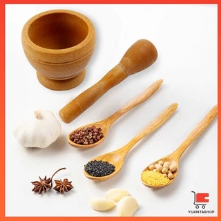 YT ครก ครกตำน้ำพริก แบบพกพา ครกพลาสติก ลายไม้ Manual garlic grinder