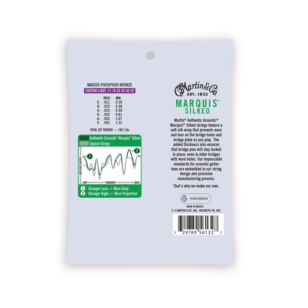 สายกีตาร์โปร่ง Martin Authentic Acoustic Marquis Silked Phosphor Bronze Strings