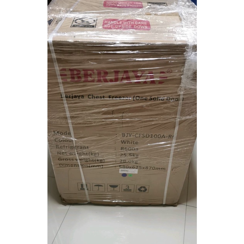 (130 LITRE) Berjaya Premium Chest Freezer BJY-CFSD100A-R6 (White) 5 YEARS Compressor warranty
