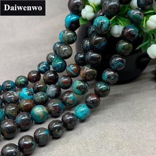 ลูกปัดหินธรรมชาติ 5A Peru Chrysocolla 6 มม. 8 มม. สําหรับทําเครื่องประดับ DIY