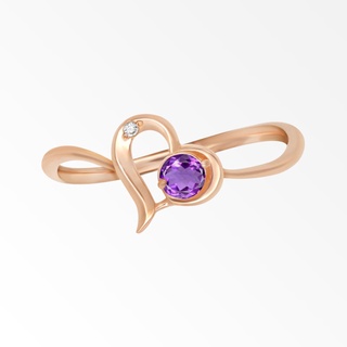 A.CEMI พลอยแท้ Amethyst-February Birthstone Ring พลอยแท้ อเมทิสต์ แหวนพลอยแท้ อเมทิสต์  แหวนเงินแท้ ชุบทอง 18K โรสโกลว์