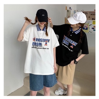 Summer Korean version of the simple Harajuku style Polo shirt lapel short-sleeved female loose T-shirt student half-slee