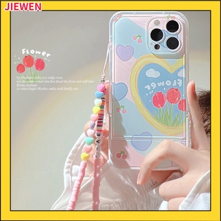 เคสโทรศัพท์มือถือ ลายดอกไม้ หัวใจ พร้อมสายคล้องมือ เคสกันกระแทก Compatible for Iphone Xr X Xs Max 11 12 13 Pro Max 7 8 Plus เคสไอโฟน7