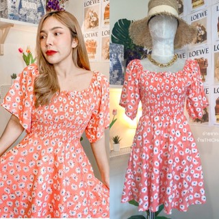 💫New💫(พร้อมส่ง) Daisy Dress เดรสดอกเดซี่ สีส้ม