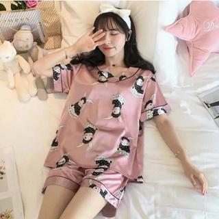 ชุดนอนผ้าซาตินแบบสไตล์เกาหลี มีไซส์M-2XL ใส่สบาย