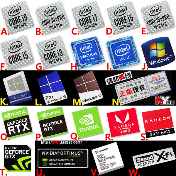 Core รุ่นที่ 10 core i5 i7 i9 win10 สติ๊กเกอร์คอมพิวเตอร์โน๊ตบุ๊คฉลาก CPU