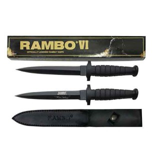 มีดเดินป่า มีดใบตาย Rambo VI ขนาด 12 นิ้ว มีดโบวี่แรมโบ้ 6 ทรงมีดปลายแหลม พร้อมซองมีดหนัง